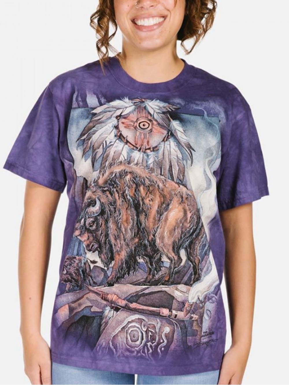 The Mountain Purple Buffalo Native American Dream Catcher 3x T-Shirt       3847E